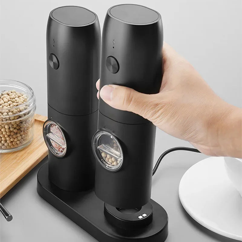 Electric Automatic Salt & Pepper Grinder Set – USB Rechargeable with LED Light