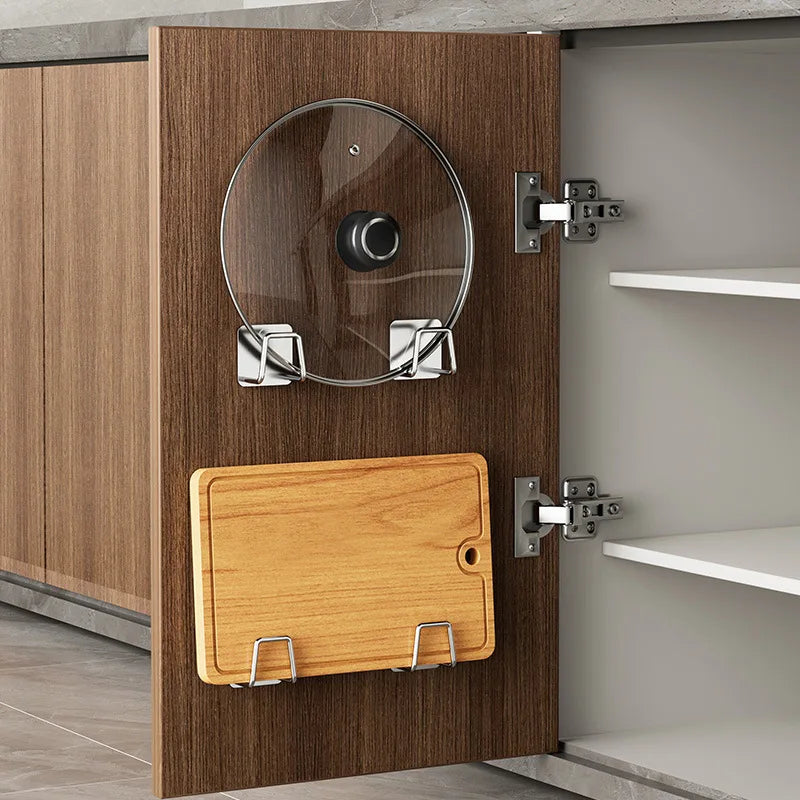 Multifunction Stainless Steel Kitchen Storage Rack – Sponge Drainer, Pot Lid & Cutting Board Holder