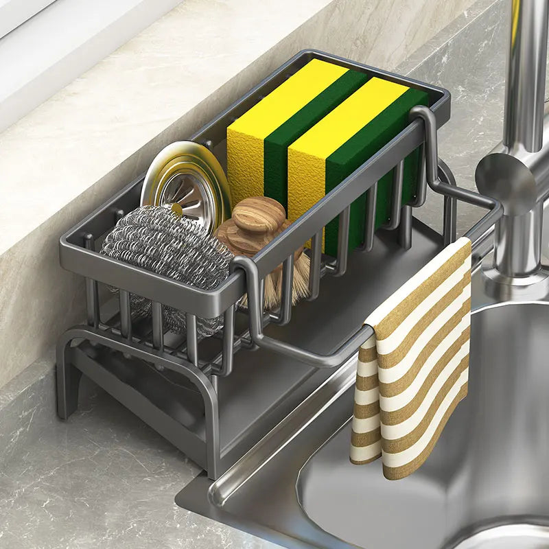 Kitchen Sink Cleaning Organizer – Sponge & Cloth Draining Rack