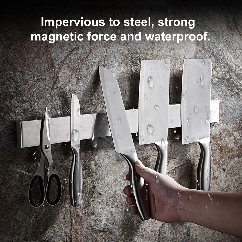 Magnetic Stainless Steel Knife Holder – Wall Mounted Kitchen Storage Rack