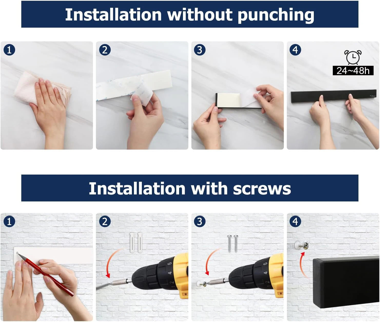 Magnetic Stainless Steel Knife Holder – Wall Mounted Kitchen Storage Rack