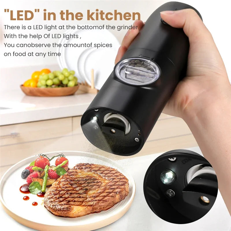 Electric Automatic Salt & Pepper Grinder Set – USB Rechargeable with LED Light