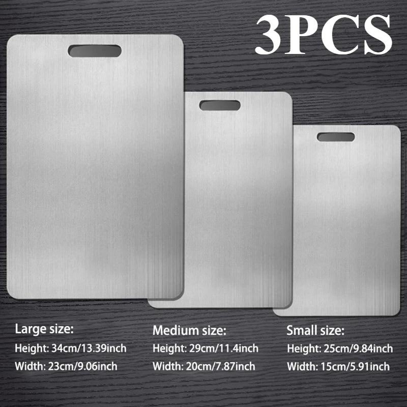 3PCS Stainless Steel Cutting Boards – Heavy-Duty