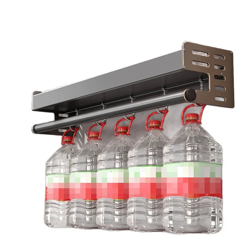 Gunmetal Kitchen Storage Rack – No-Drill Wall Mounted Space Aluminum Organizer for Spices & Knives