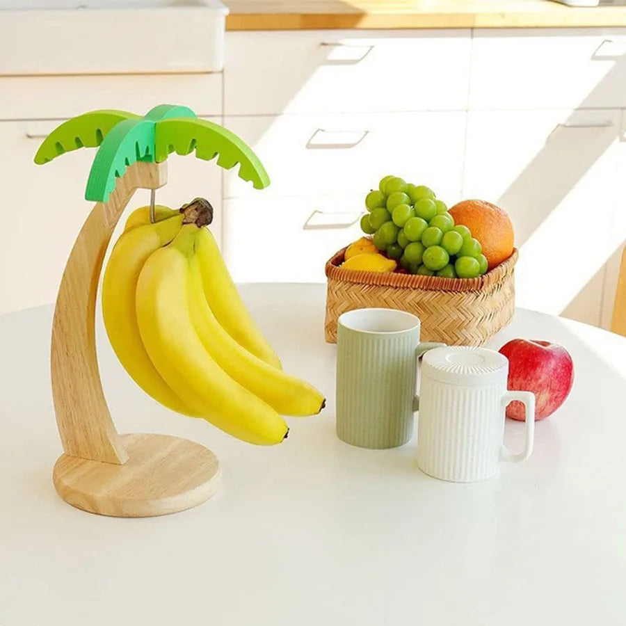 Wooden Banana Hanger – Decorative Fruit Storage Rack with Hook