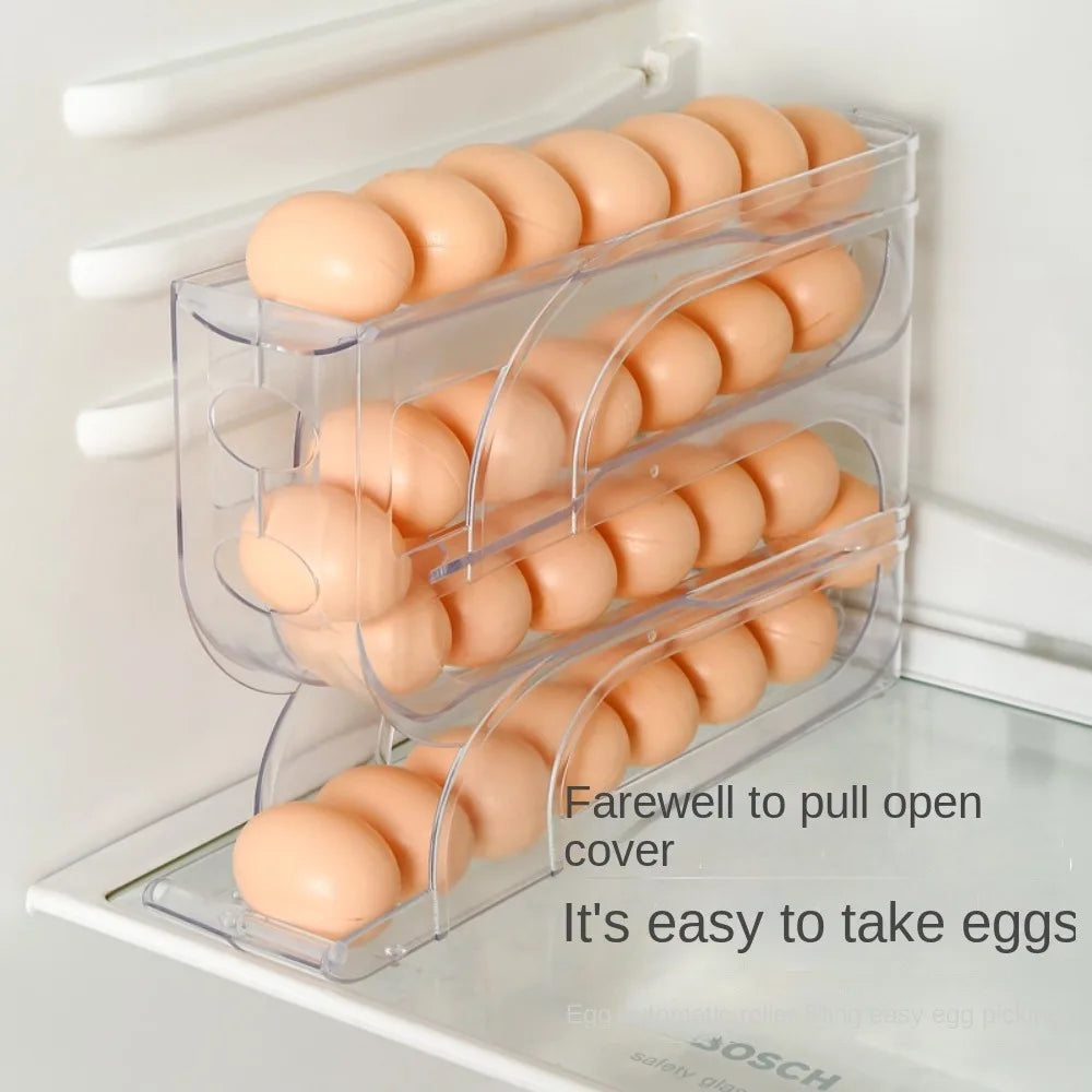 Large Capacity Automatic Egg Roller – 3-Layer / 4-Layer Refrigerator Egg Storage Box