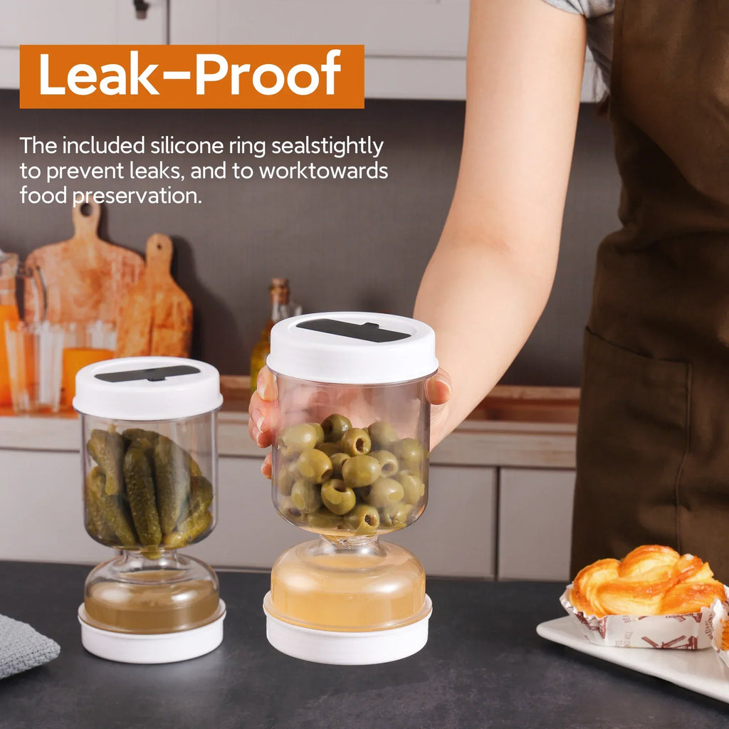 FlipStrain Dual-Layer Olive & Pickle Jar