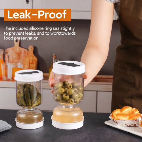 FlipStrain Dual-Layer Olive & Pickle Jar
