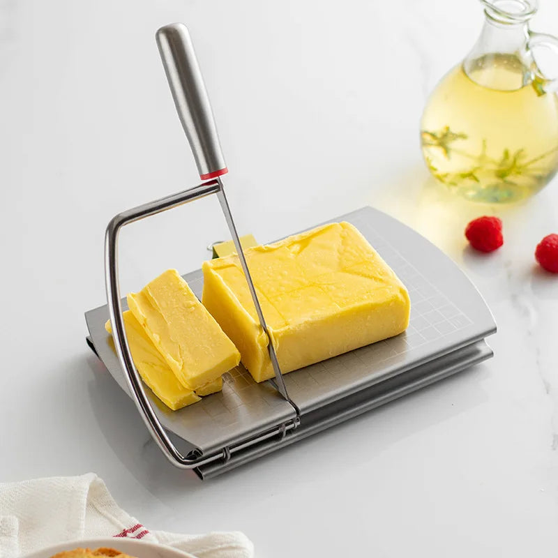Multifunction Stainless Steel Butter, Cheese & Ham Slicer with Scale – Precision Cutting Kitchen Tool