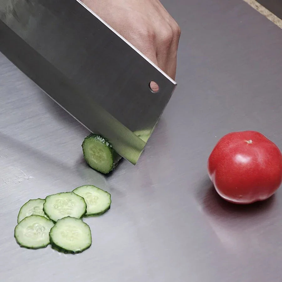 L-Shaped Folding Stainless Steel Cutting Board – Double-Sided Kitchen Prep Panel