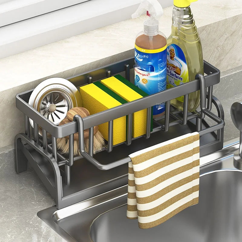 Kitchen Sink Cleaning Organizer – Sponge & Cloth Draining Rack