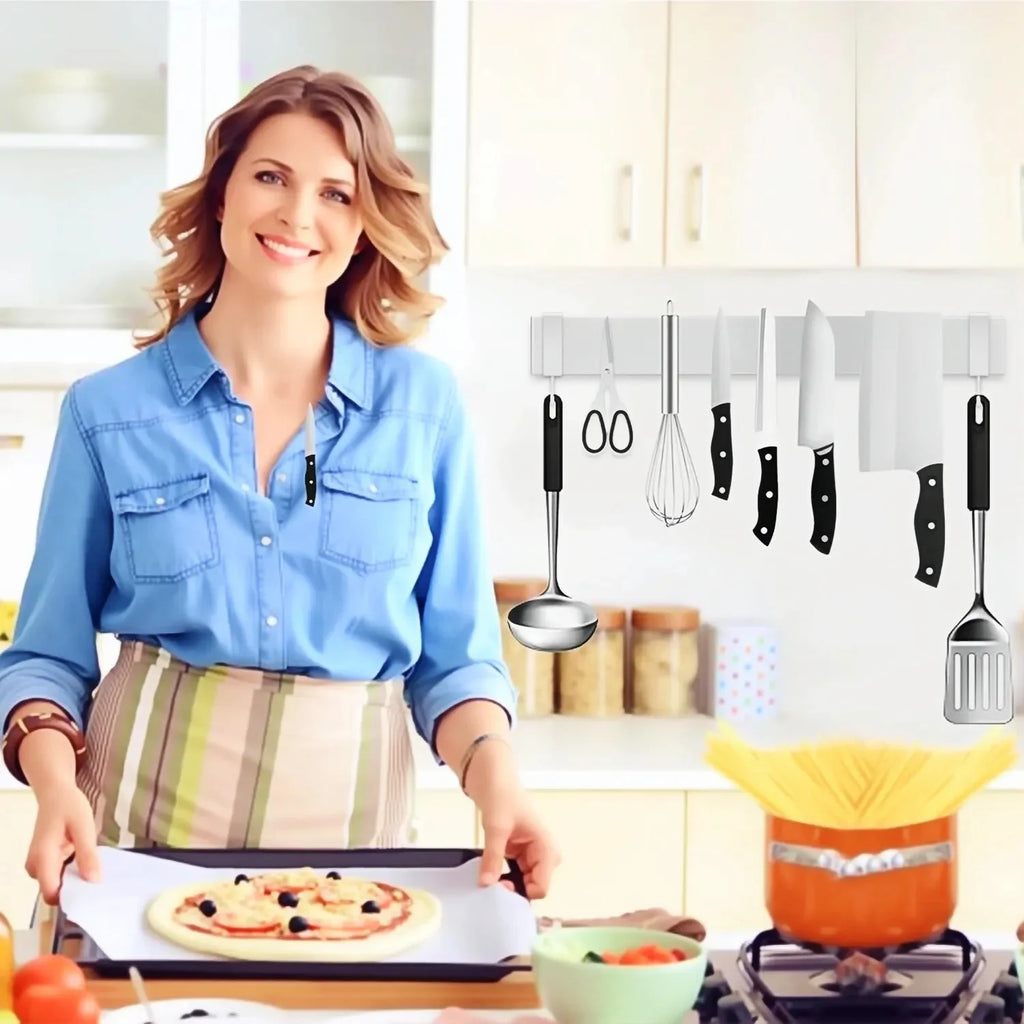 Magnetic Stainless Steel Knife Holder – Wall Mounted Kitchen Storage Rack