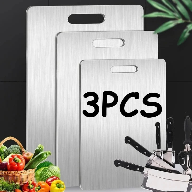 3PCS Stainless Steel Cutting Boards – Heavy-Duty