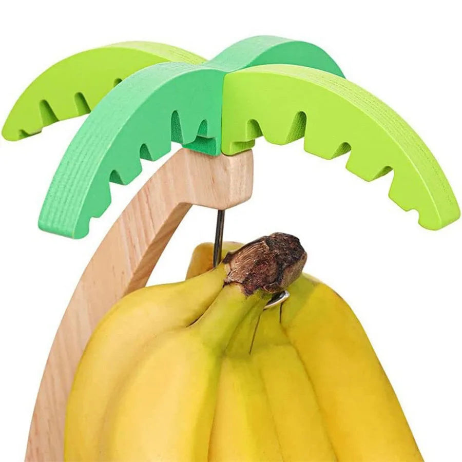 Wooden Banana Hanger – Decorative Fruit Storage Rack with Hook