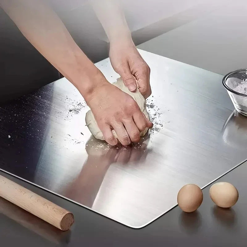 L-Shaped Folding Stainless Steel Cutting Board – Double-Sided Kitchen Prep Panel