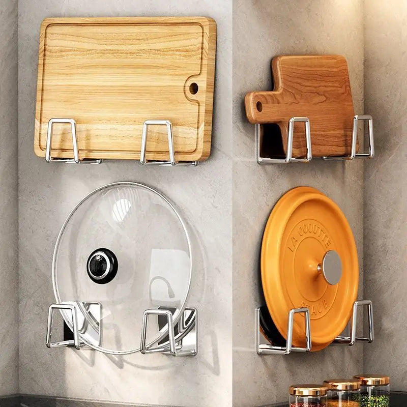 Multifunction Stainless Steel Kitchen Storage Rack – Sponge Drainer, Pot Lid & Cutting Board Holder
